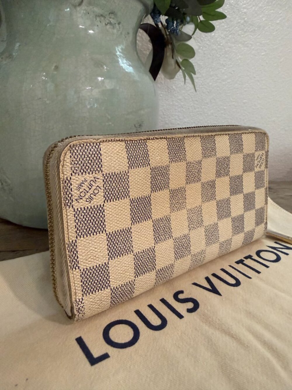 Louis Vuitton Damier Azur Canvas Long Zippy Wallet / Organizer
